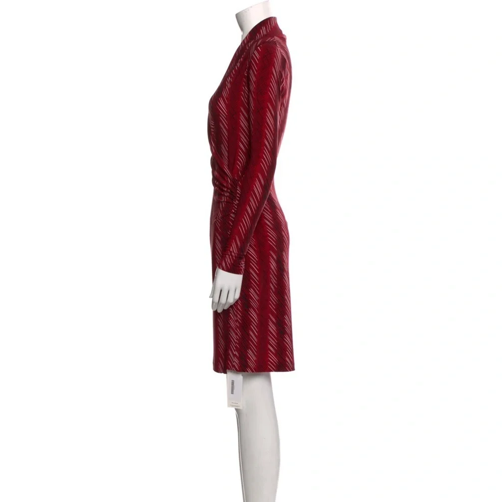 Norma Kamali Printed Wrap Dress Red Stripe Size Medium - Picture 11 of 12